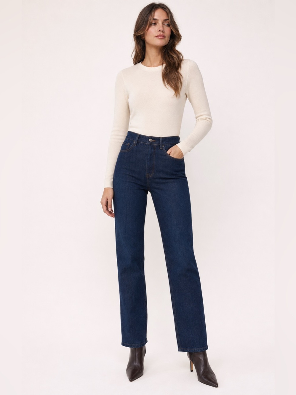 NWT Favorite Daughter Valentina Straight Jeans Manchester Dark Wash Size 25